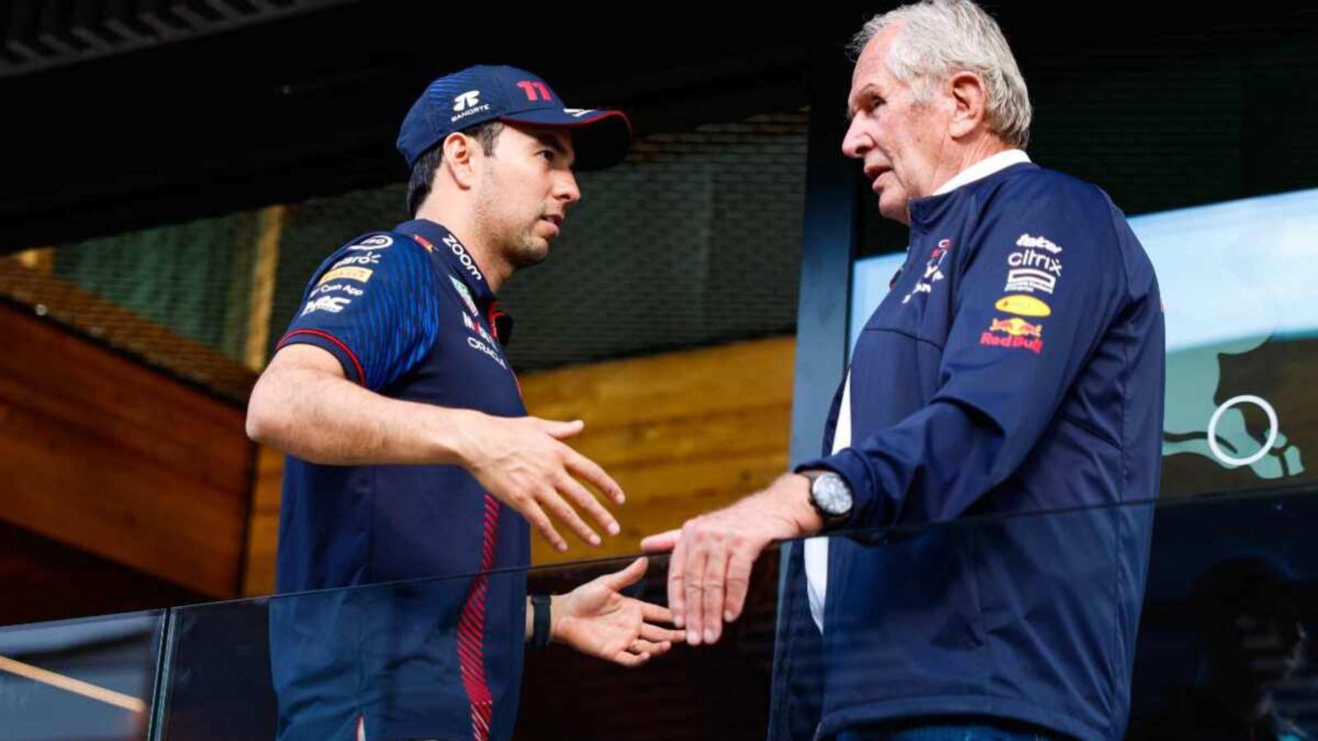 Red Bull's Helmut Marko with Sergio Perez