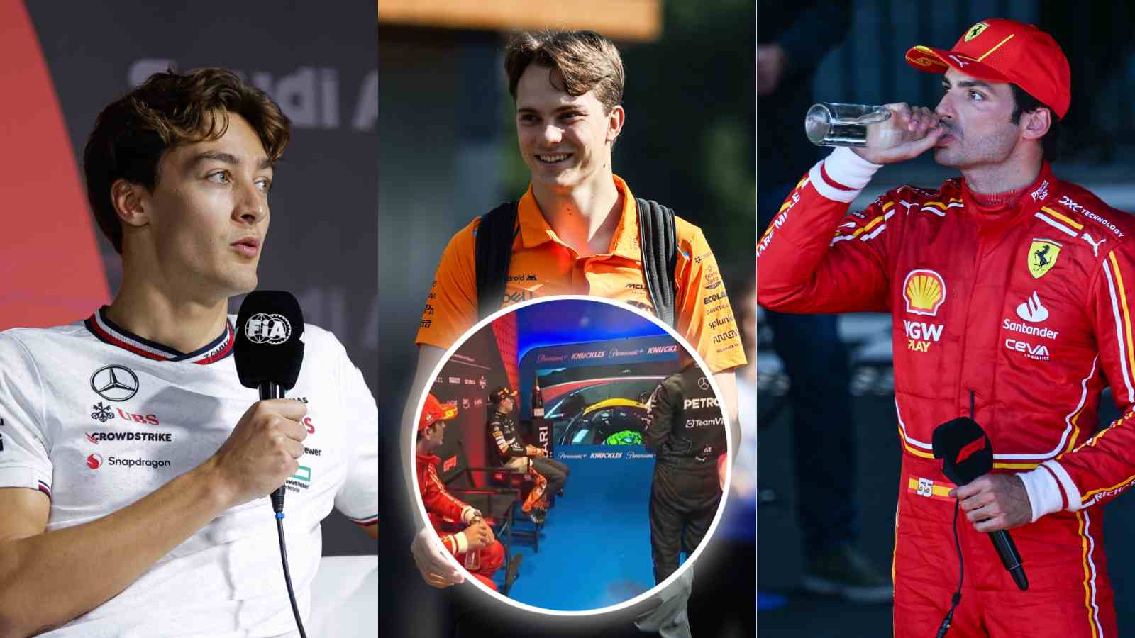 WATCH: George Russell, Oscar Pastri, and Carlos Sainz LAUGH over Max Verstappen and Lando Norris’ crash during Austrian GP