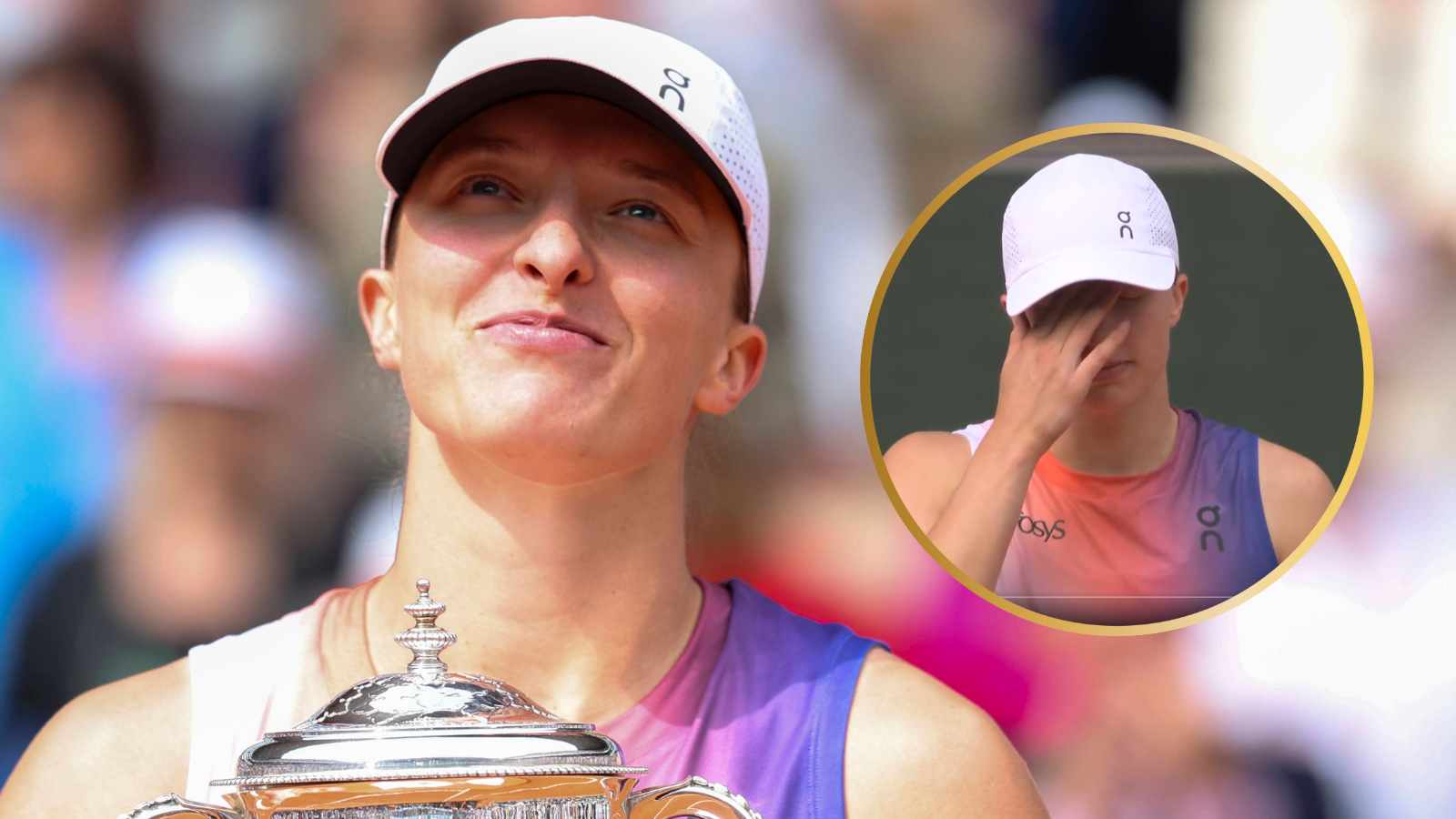 WATCH: Iga Swiatek holds back tears during French Open trophy presentation as the Polish National Anthem plays in the background