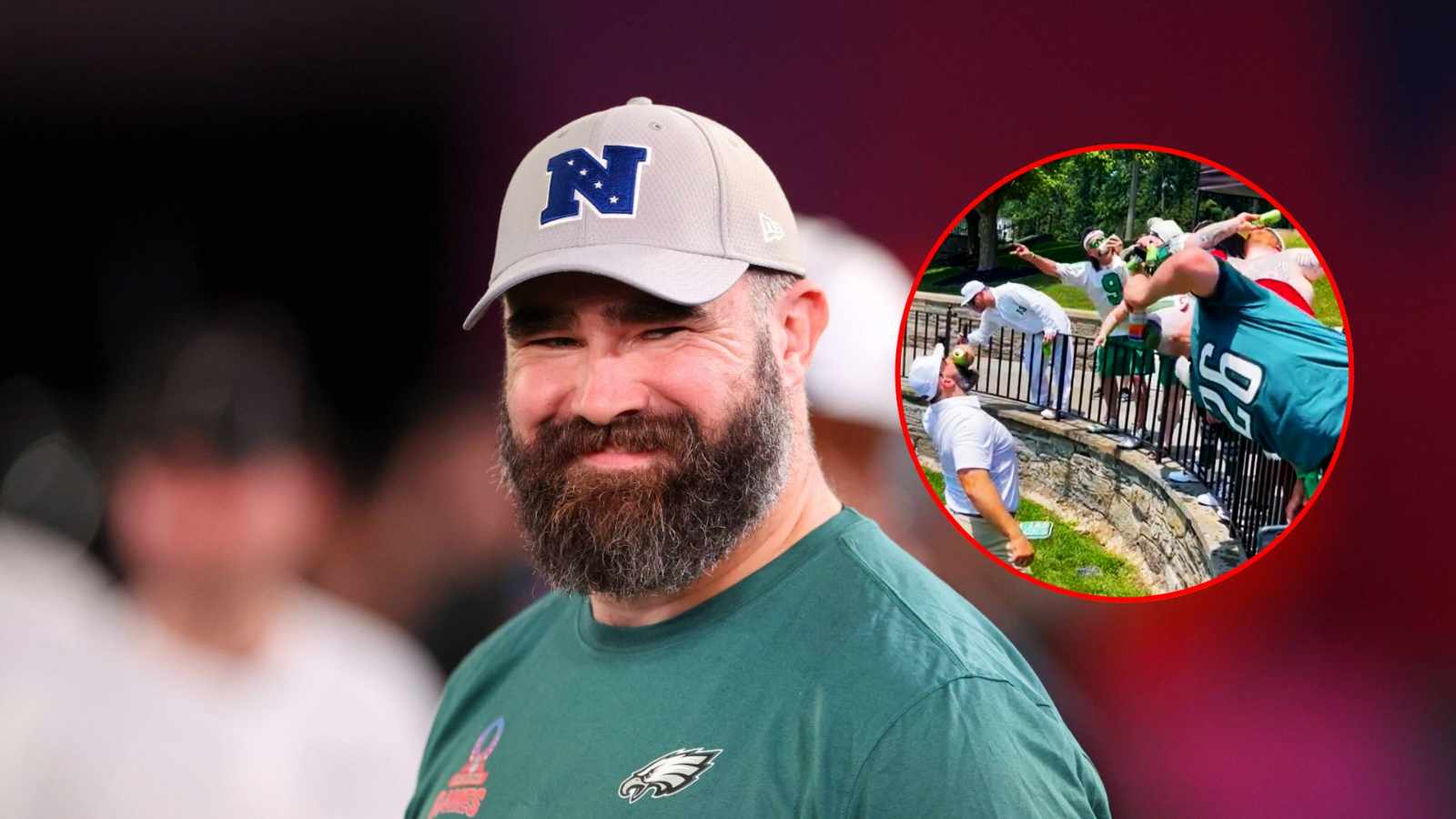 ‘Fired up’ Jason Kelce chugs beers with wild Eagles fans at golf tournament