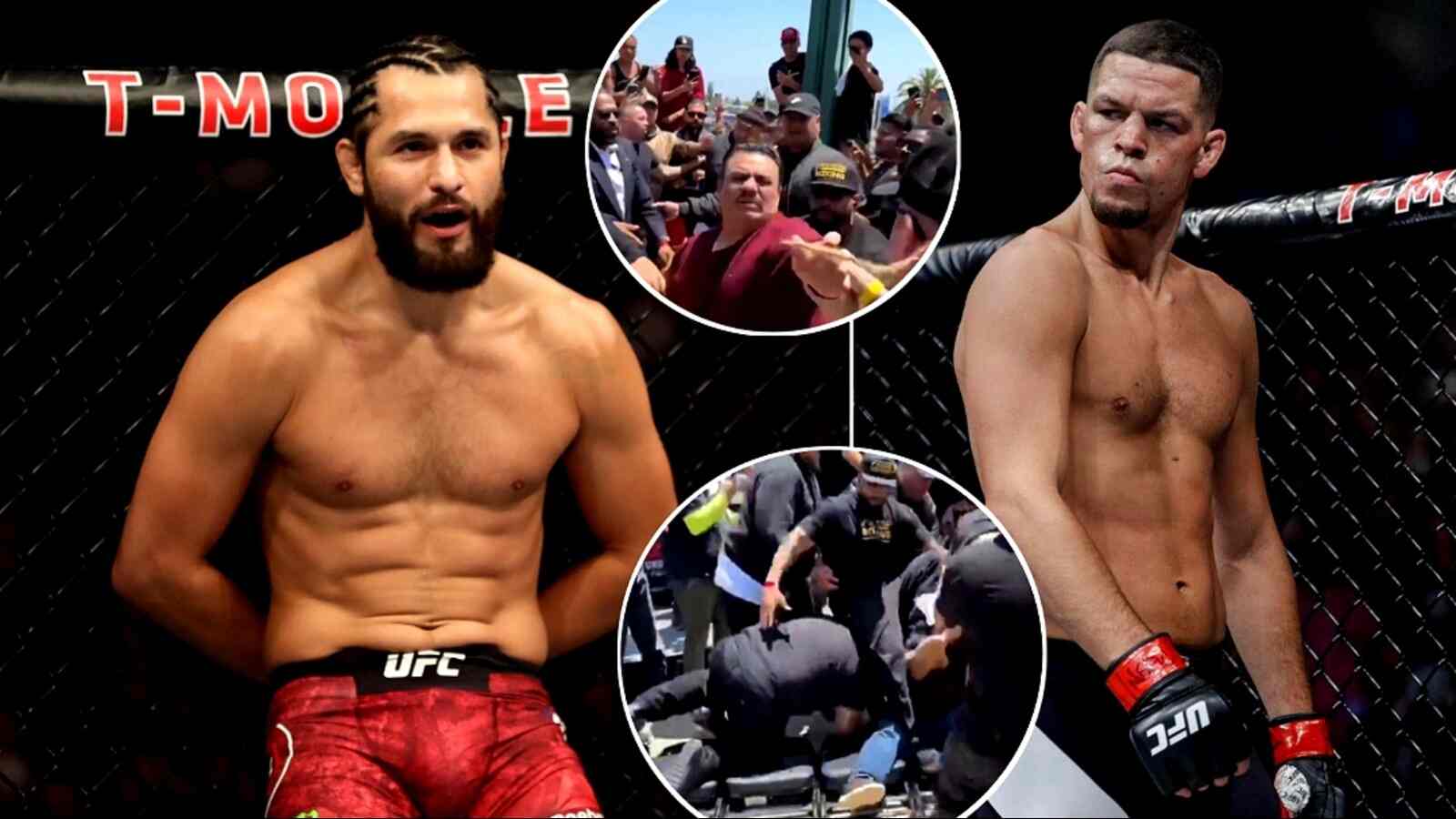 WATCH: Team Jorge Masvidal and Team Nate Diaz come to BLOWS after latest haywire pre-fight conference