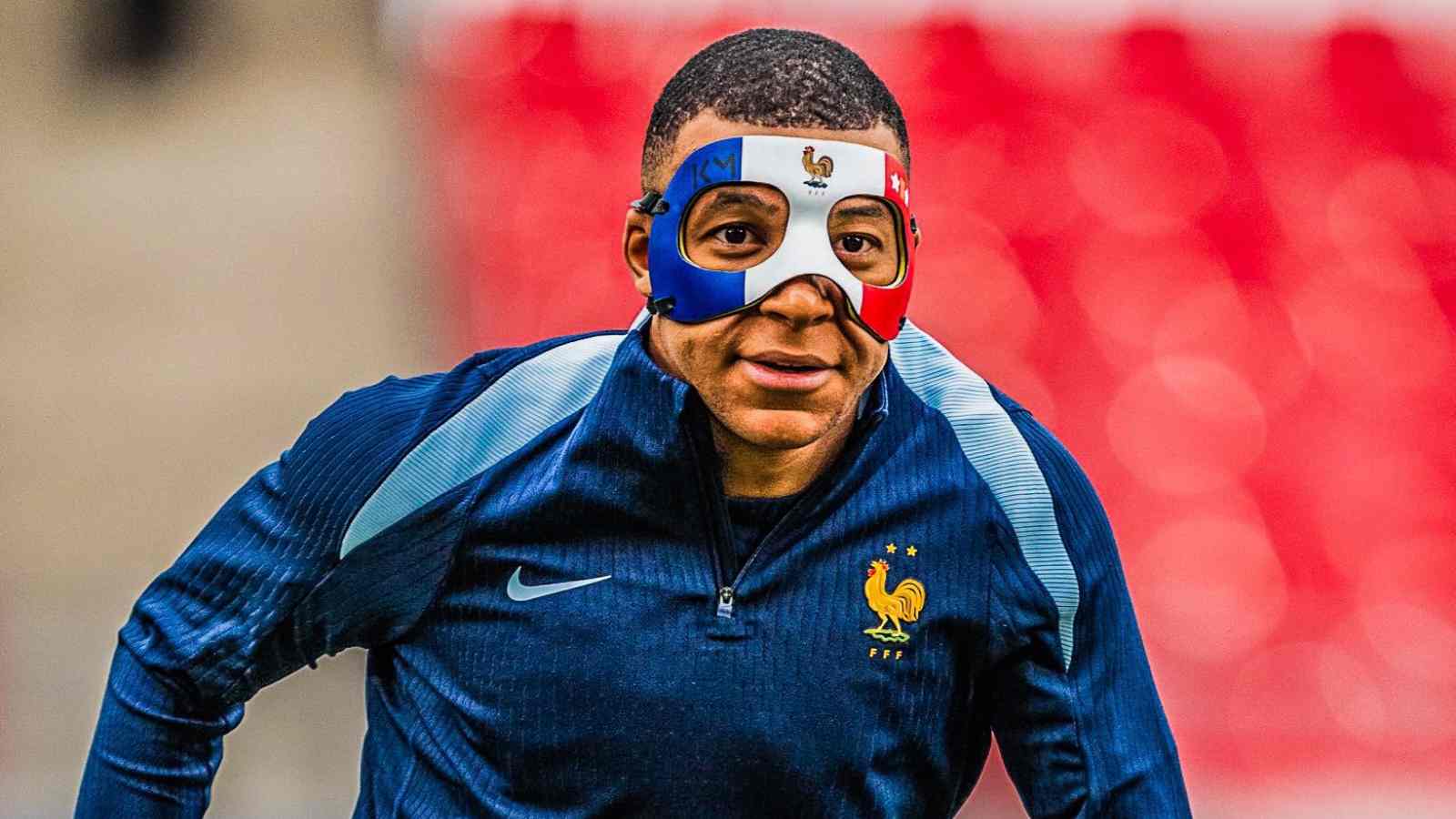 Kylian Mbappe flaunts his customized French mask which he’ll wear in Euros post scary nose injury