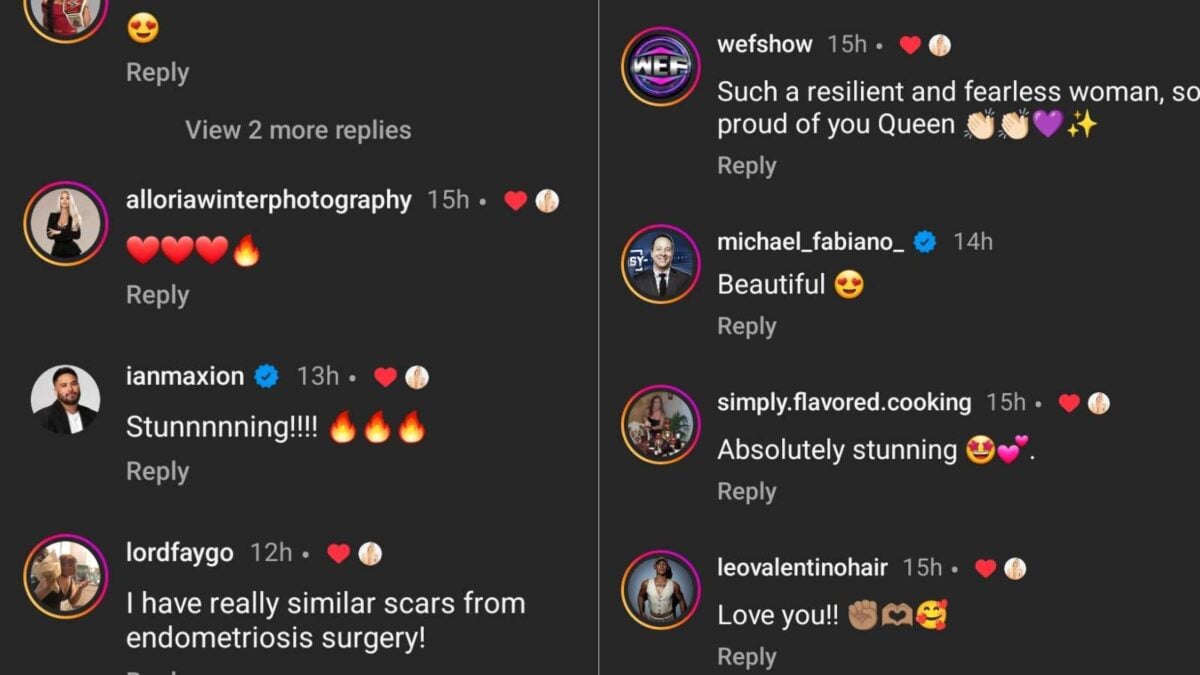 comments under Maryse's Instagram post