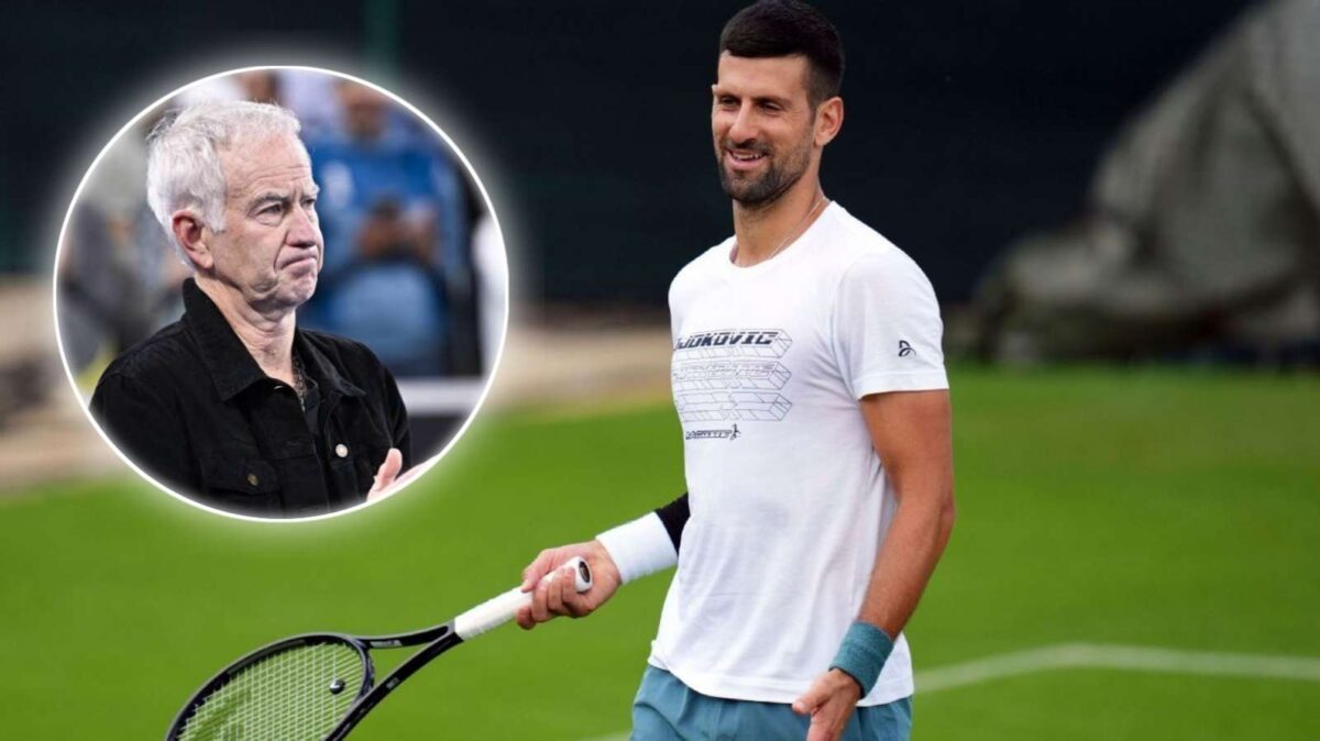 Novak Djokovic and John McEnroe (in circle) via Imago