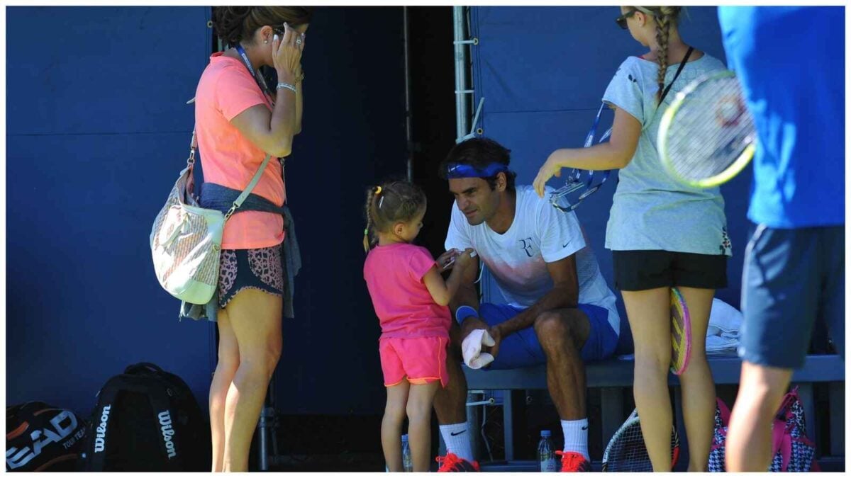 Roger Federer with his daughter