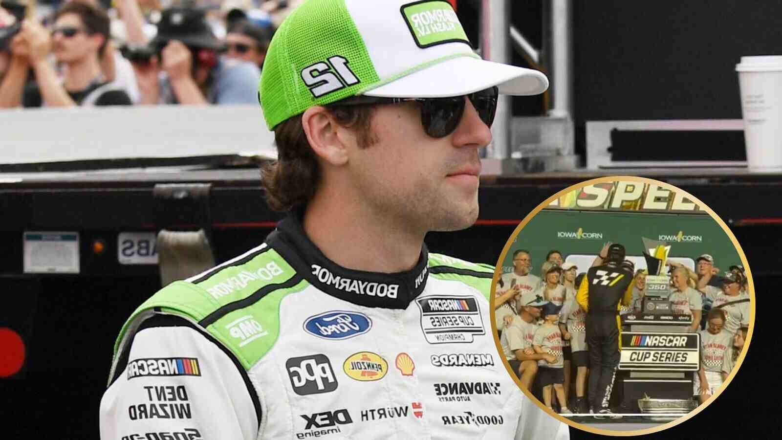 WATCH: Ryan Blaney celebrates Iowa Corn 350 win with friends and family on the victory lane