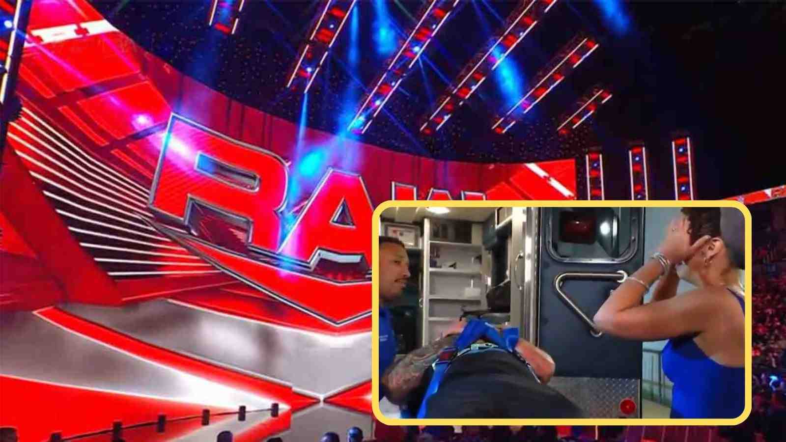 WATCH: 35-year-old wrestlers gets taken away on stretcher on WWE Raw, worried fiancé panics and hops on the ambulance with him