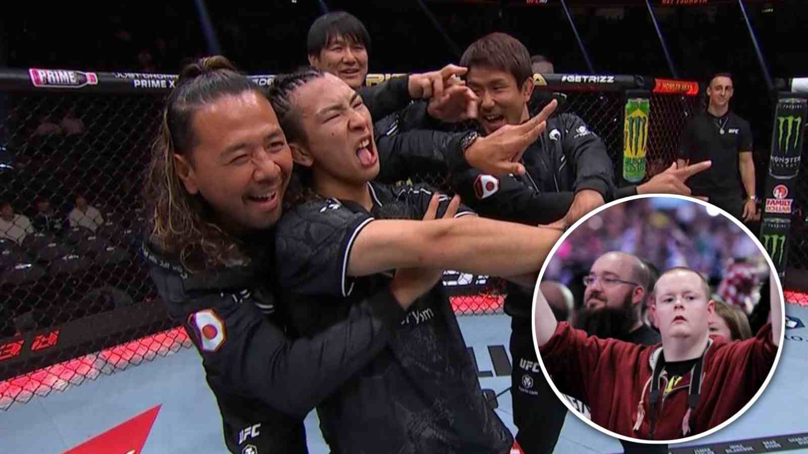 “Got more TV time on UFC than on WWE”- WWE Universe reacts to Shinsuke Nakamura celebrating with Rei Tsuruya after UFC 303 victory 