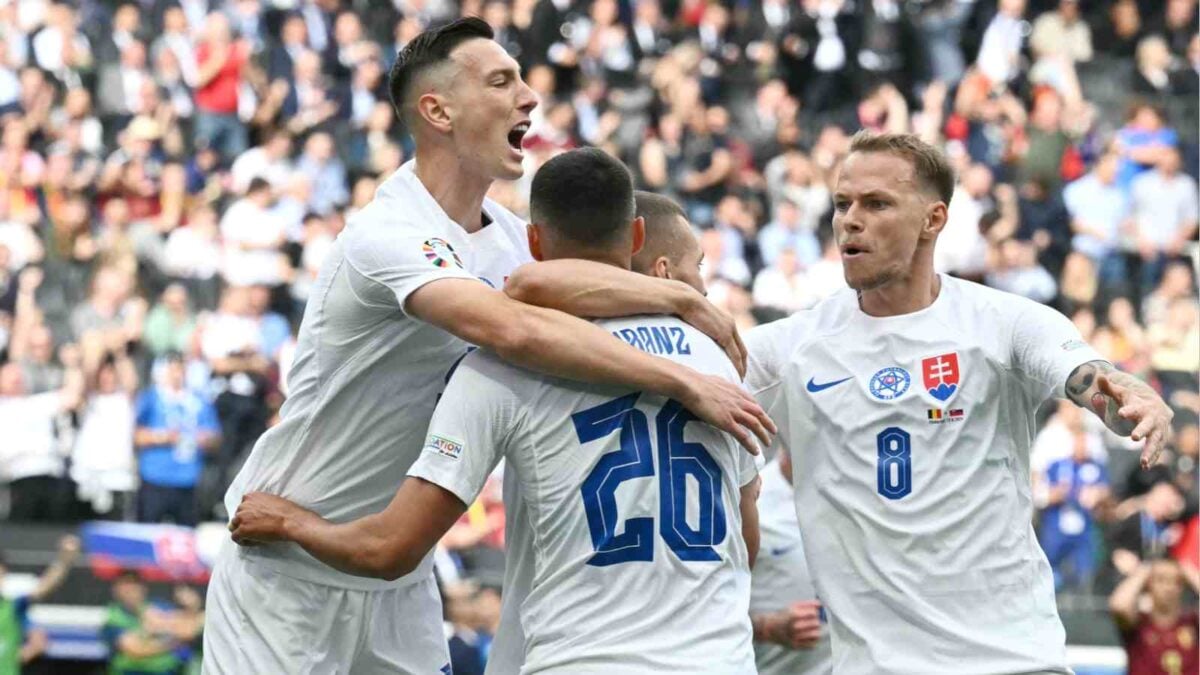 Slovak players after scoring the opener against Belgium Romelu Lukaku