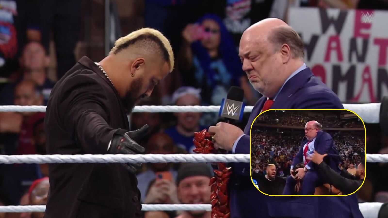 WATCH: Solo Sikoa destroys Paul Heyman after he refuses to acknowledge him as the Tribal Chief on SmackDown