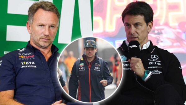 Toto Wolff, Christian Horner and Max Verstappen (via IMAGO)