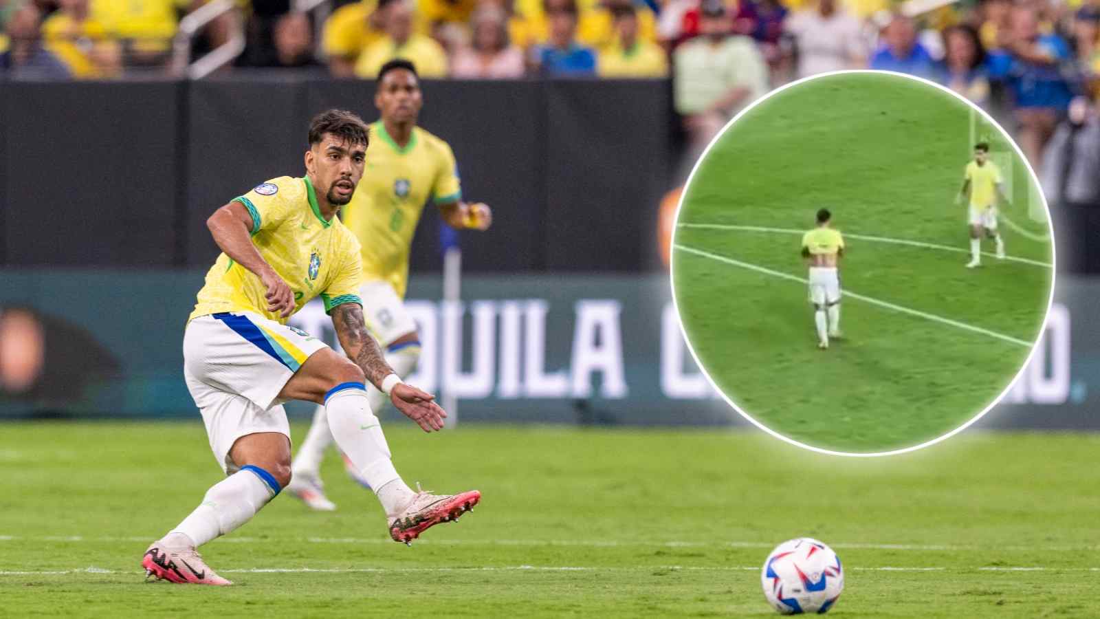 WATCH: Vinicius Jr. tells angry Brazilian fans to stop booing Lucas Paqueta after he took the penalty against Paraguay