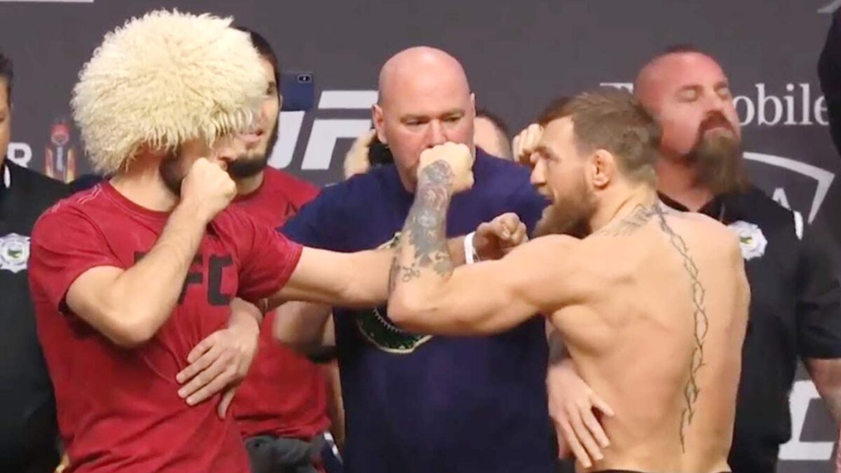 Khabib Nurmagomedov and Conor McGregor face-off