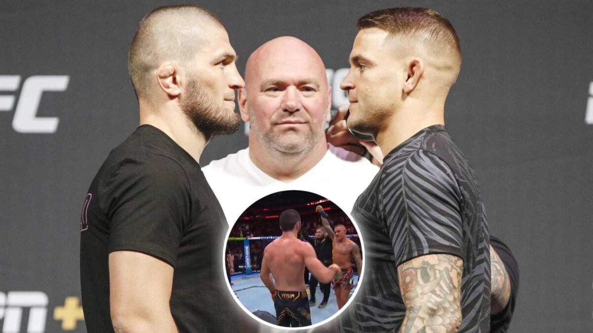 Khabib Nurmagomedov picks Dustin Poirier up after UFC 302