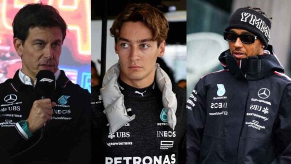 Toto Wolff, George Russell, Lewis Hamilton (via IMAGO)