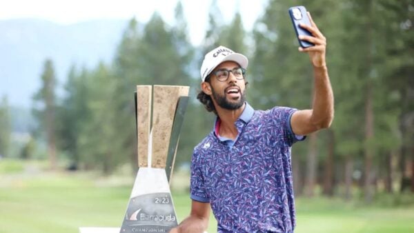 Akshay Bhatia after winning the Barracuda Championship