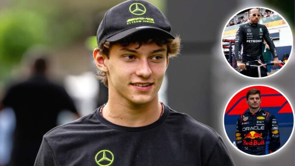 Andrea Kimi Antonelli, Lewis Hamilton, and Max Verstappen