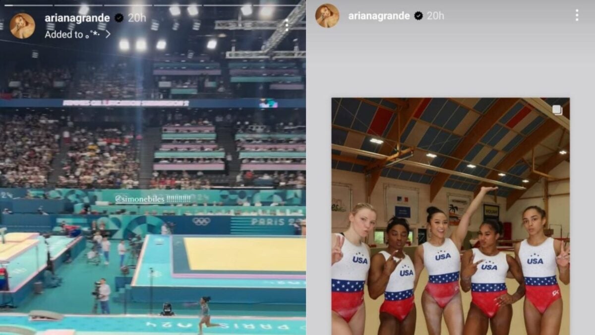 Ariana Grande Instagram story featuring Simone Biles