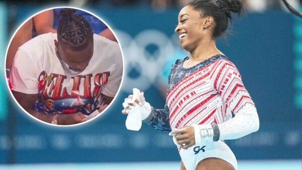 WATCH: 'Supportive' Jonathan Owens on husband duties as he takes notes of Simone Biles' stats during gymnastics team final at Paris Olympics