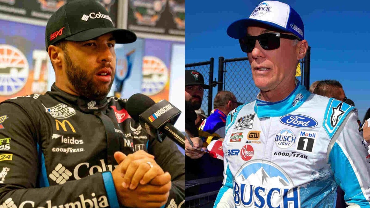 Bubba Wallace and Kevin Harvick