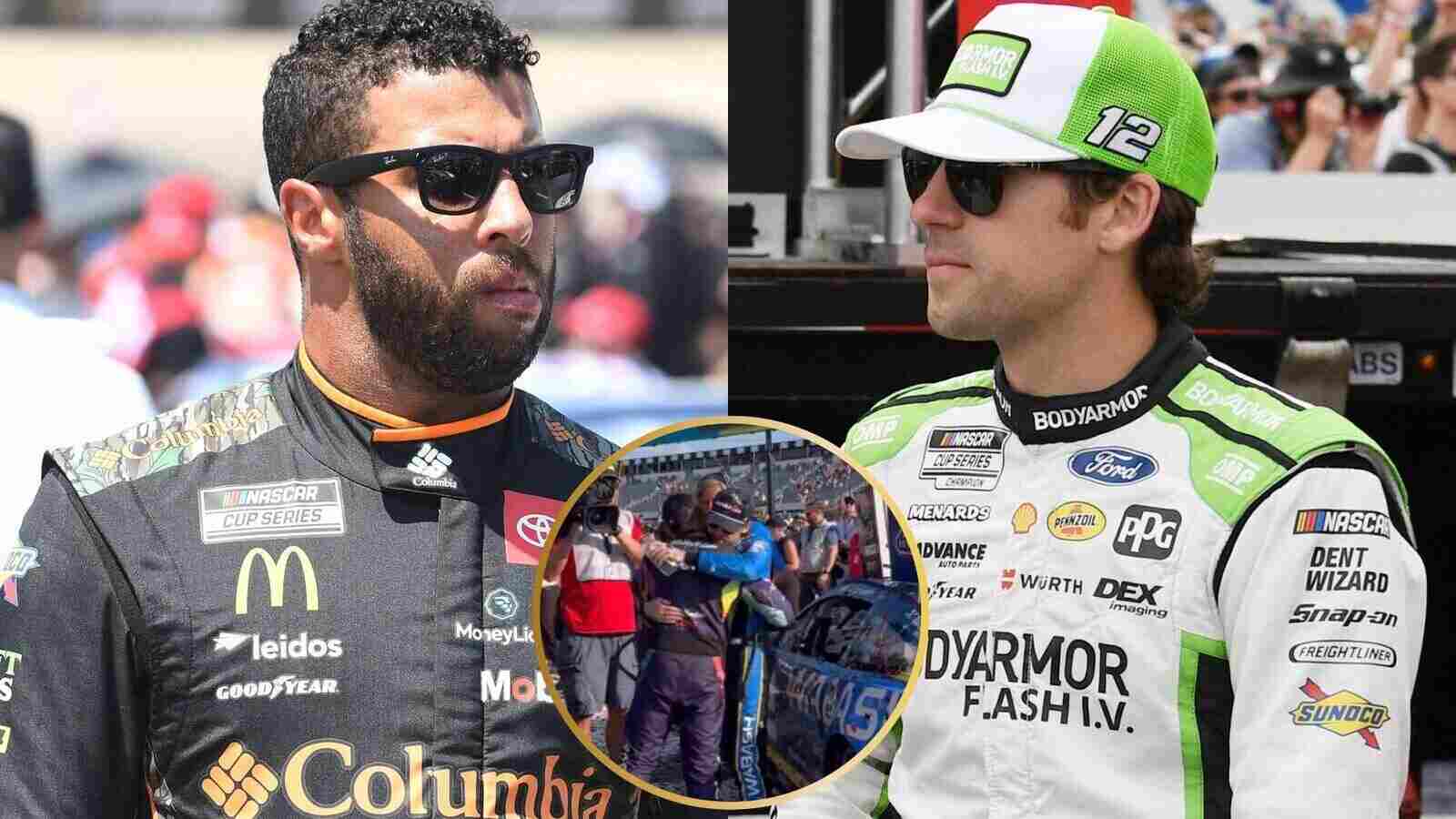 WATCH: Bubba Wallace embraces Ryan Blaney and celebrates the Penske drivers’ Pocono win