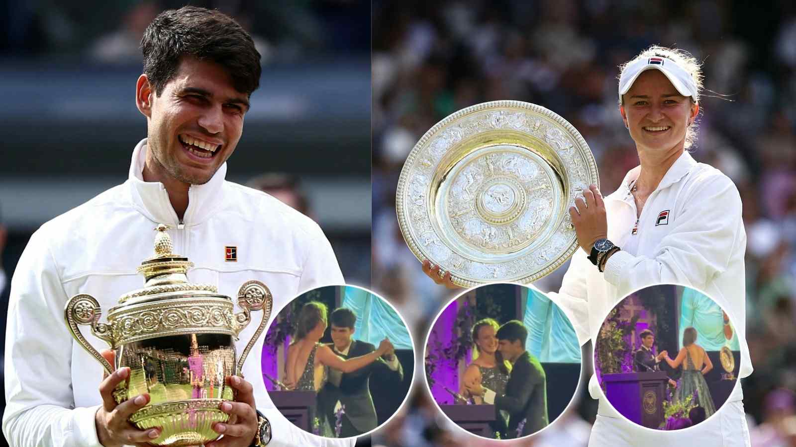 Watch: Carlos Alcaraz somehow dances with Barbora Krejcikova at Wimbledon Champions’ Ball