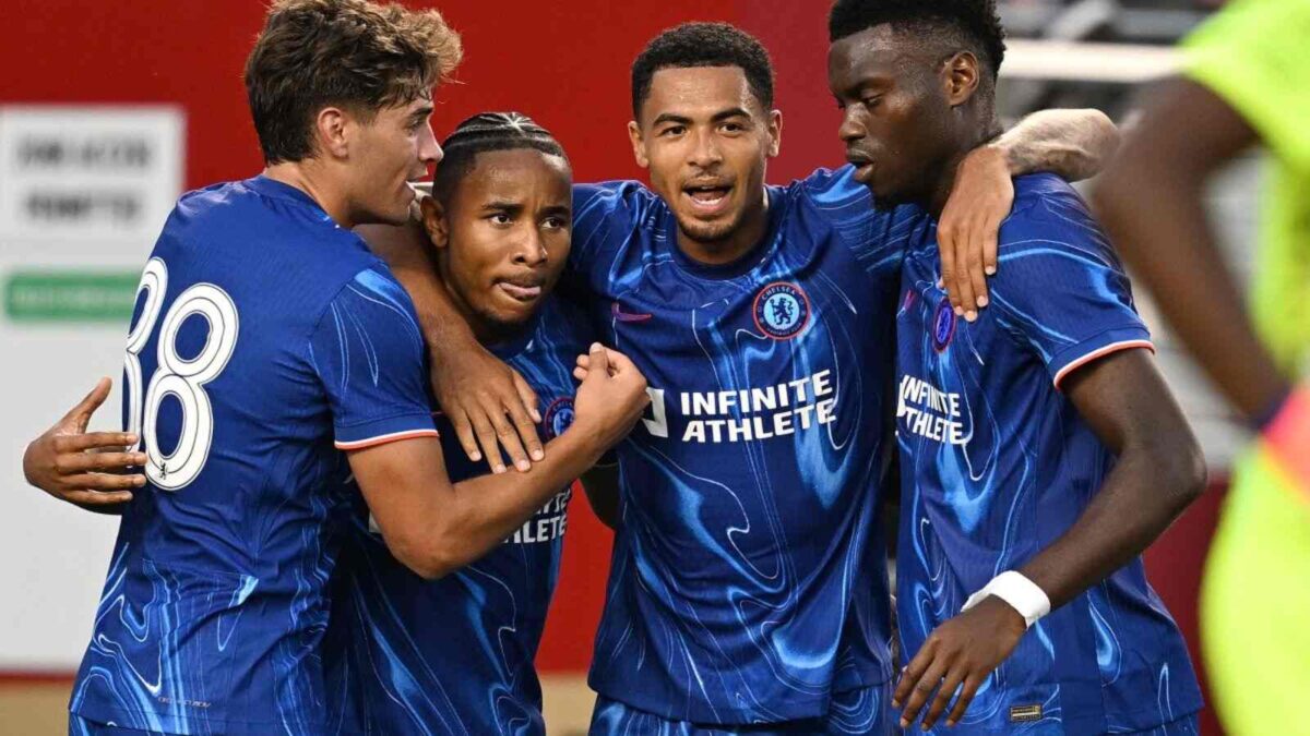 Christopher Nkunku celebrating his goal with his teammates (Via NBC Sports)