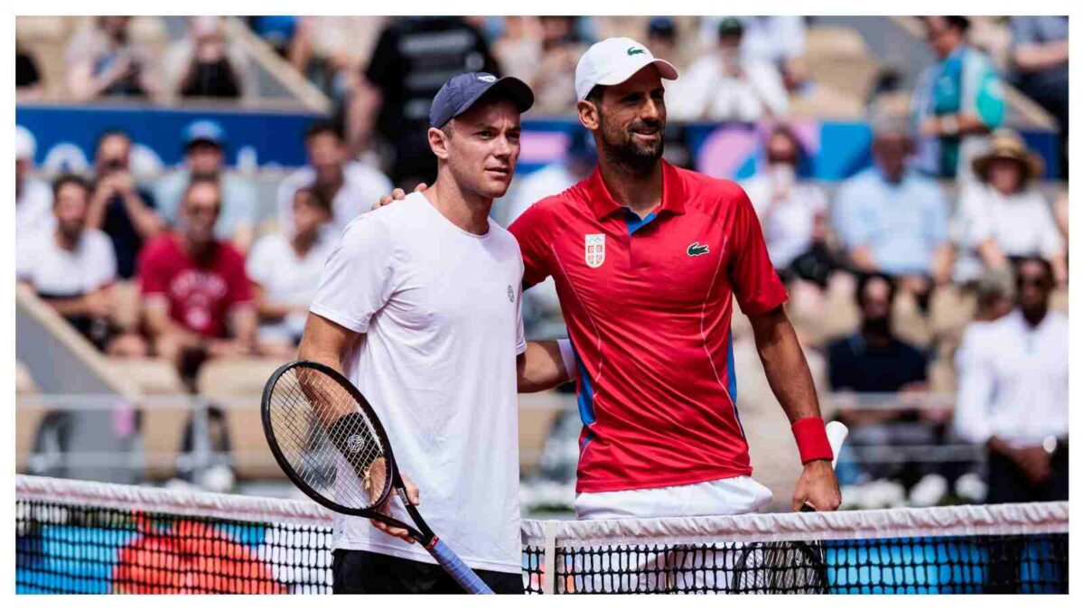 Dominik Koeplfer and Novak Djokovic