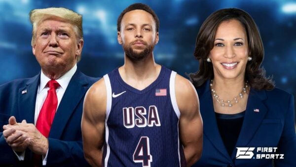 Donald Trump, Steph Curry and Kamala Harris