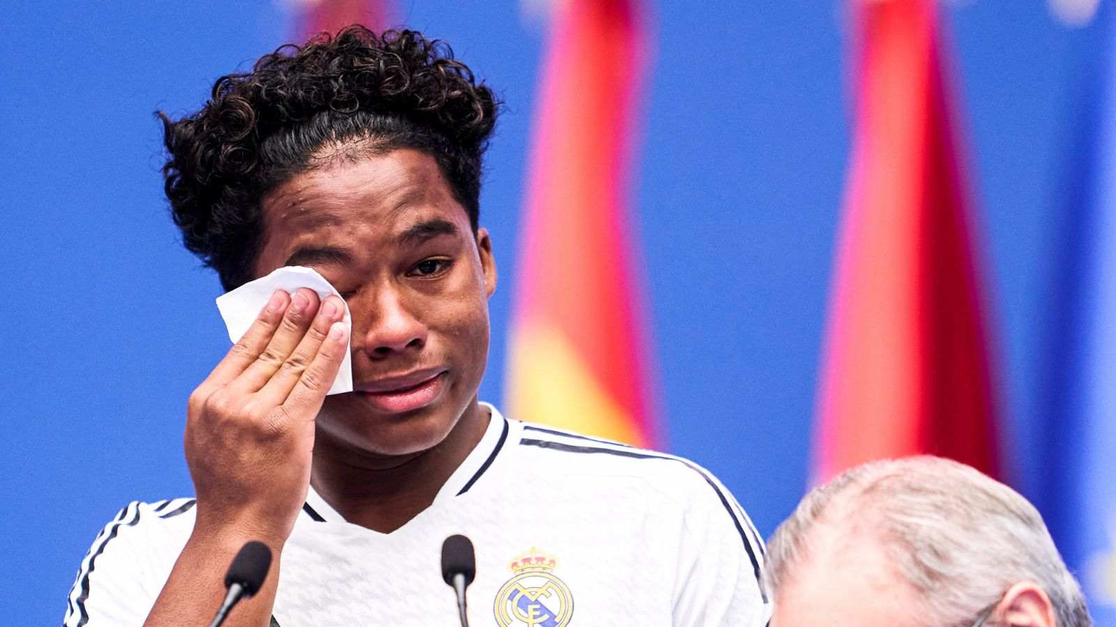 ‘Emotional’ Endrick and parents break down in tears after he was unveiled as a Real Madrid player in front of more than 40,000 fans