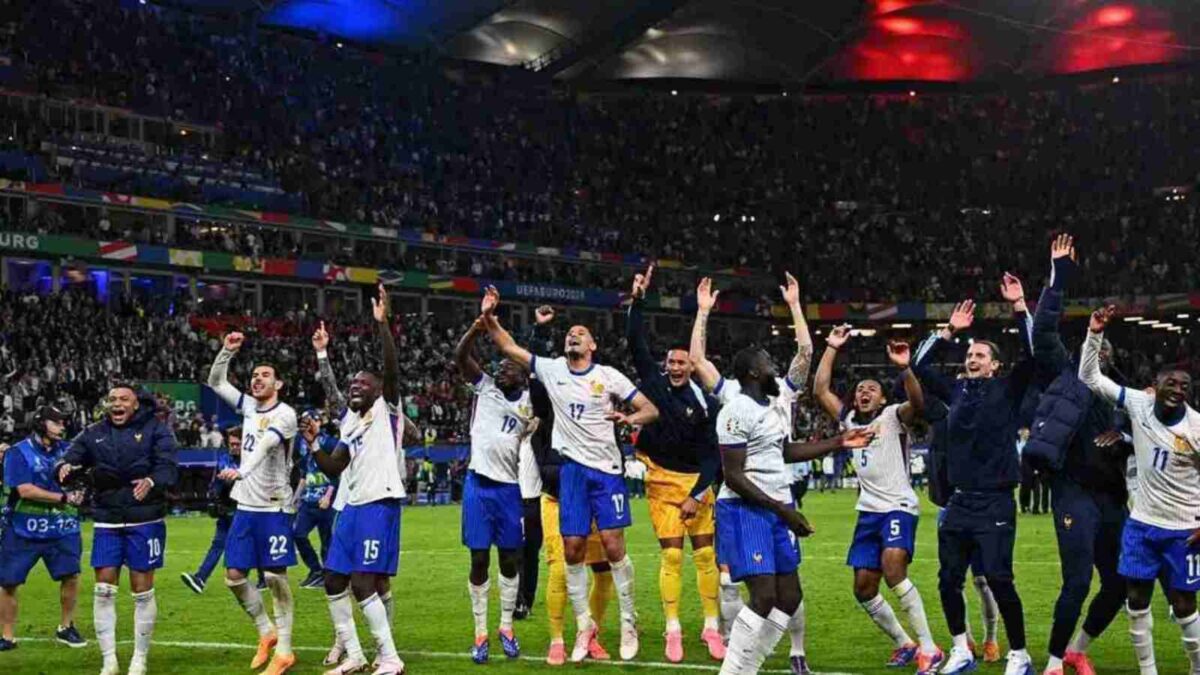 French players celebrating the win against Portugal