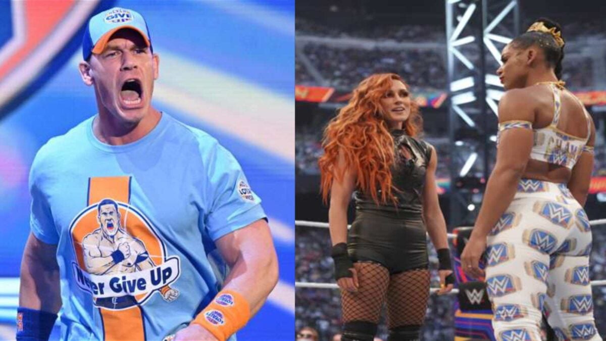 John Cena, Becky Lynch, and Bianca Belair