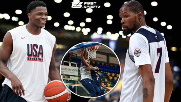 Kevin Durant brings back iconic meme after getting dunked on by Anthony Edwards during Team USA practice for Paris Olympics