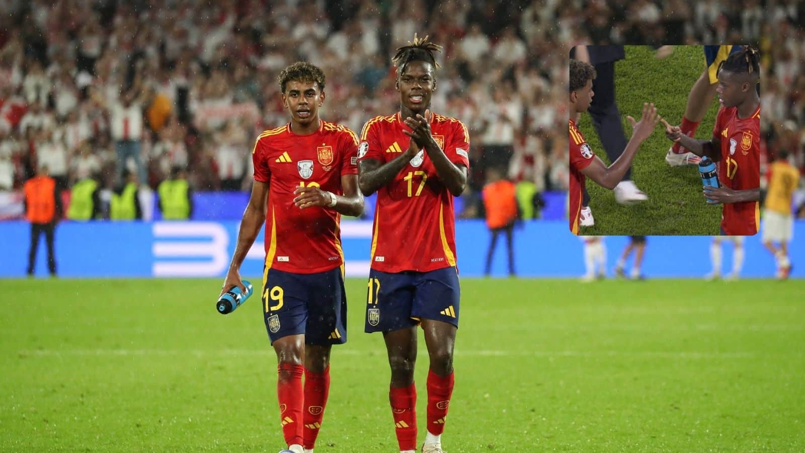 WATCH: Lamine Yamal plays rock, paper, scissors at the end of Round of 16 game with Nico Williams after Spain’s authoritative win