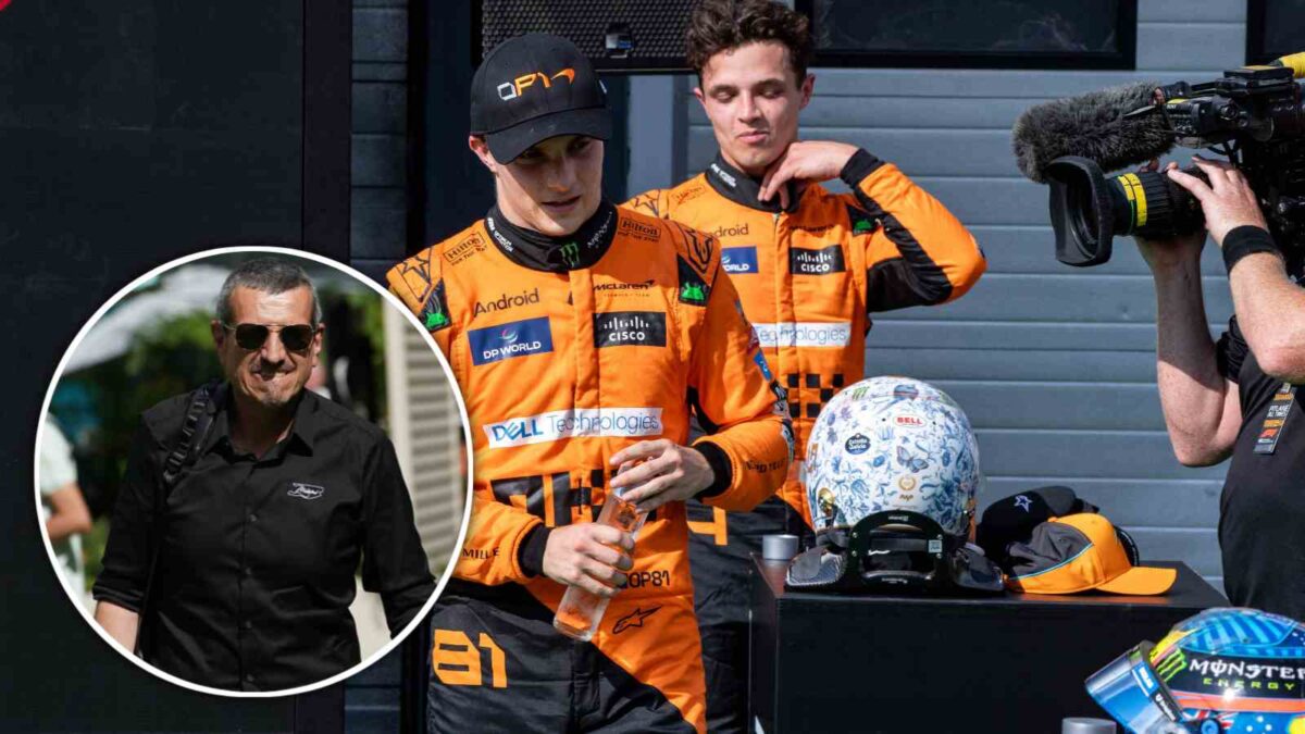 Lando Norris, Oscar Piastri, and Guenther Steiner