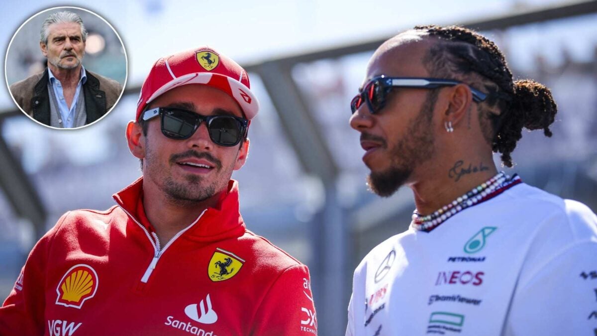 Charles Leclerc, Lewis Hamilton and Maurizio Arrivabene