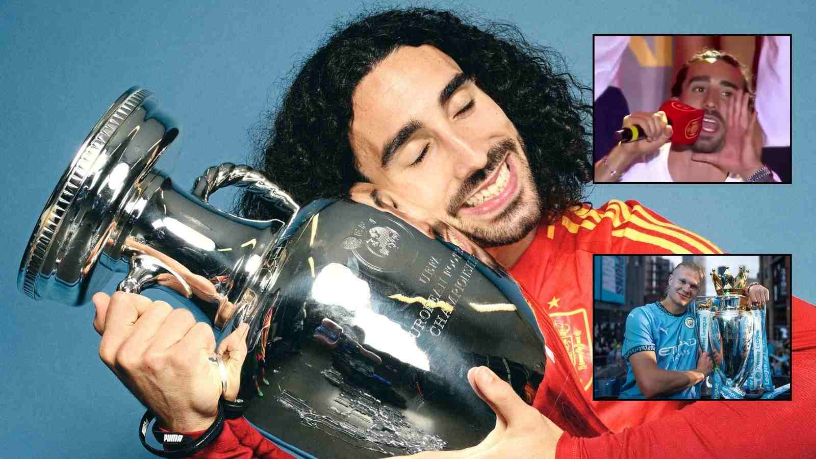 WATCH : “Haaland trembles that he’s coming” – Marc Cucurella taunts Erling Haaland amidst WILD trophy celebrations in Madrid