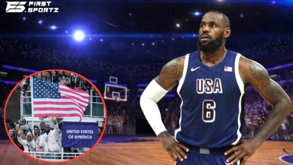 LeBron James leading boat of Team USA stars in rain with American flag in the Paris Olympics 2024 Opening Ceremony leaves fans in splits