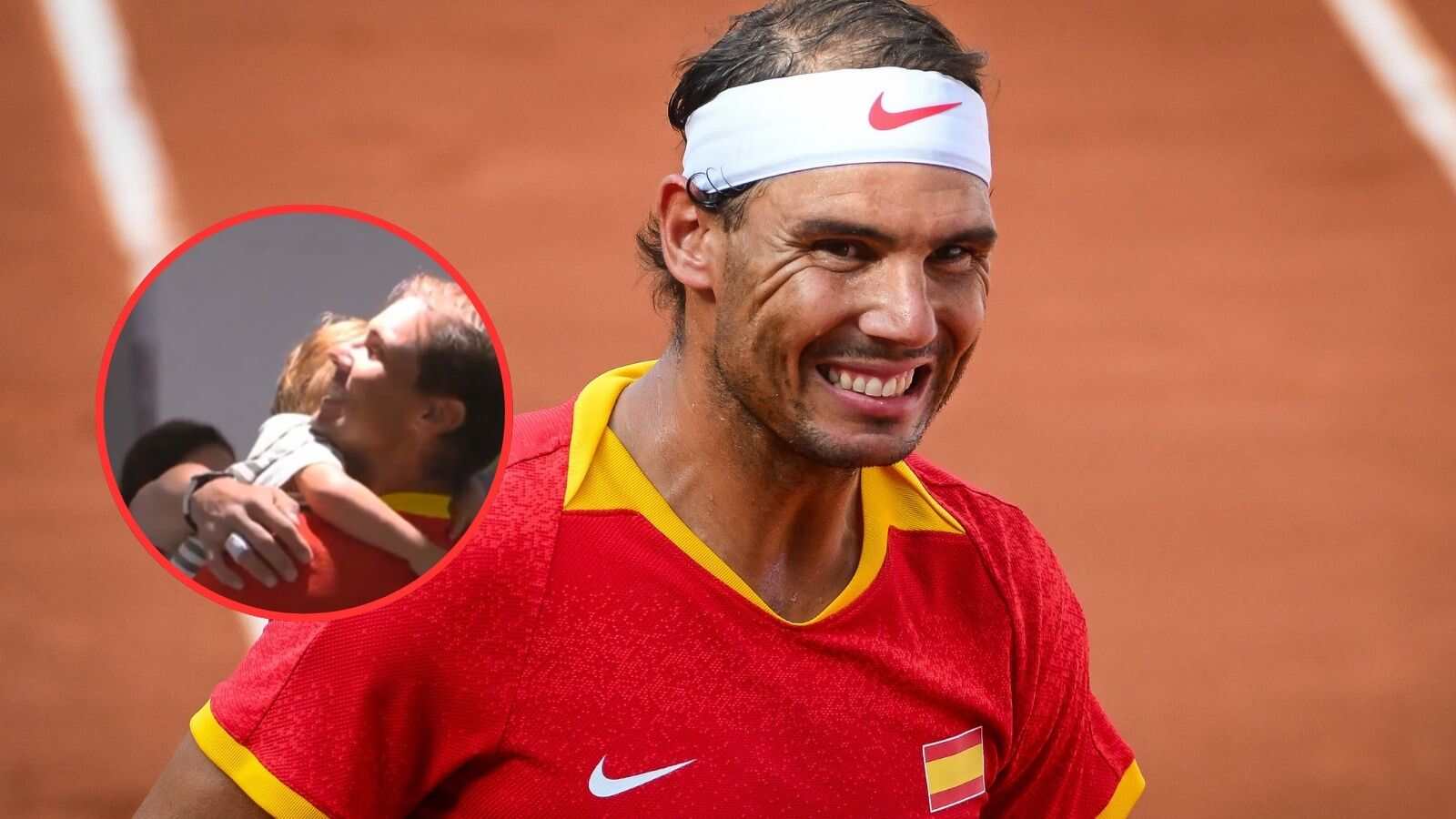 WATCH: Baby Rafael Nadal gives a massive hug to his father ahead of his men’s doubles match alongside Carlos Alcaraz at the Paris Olympics