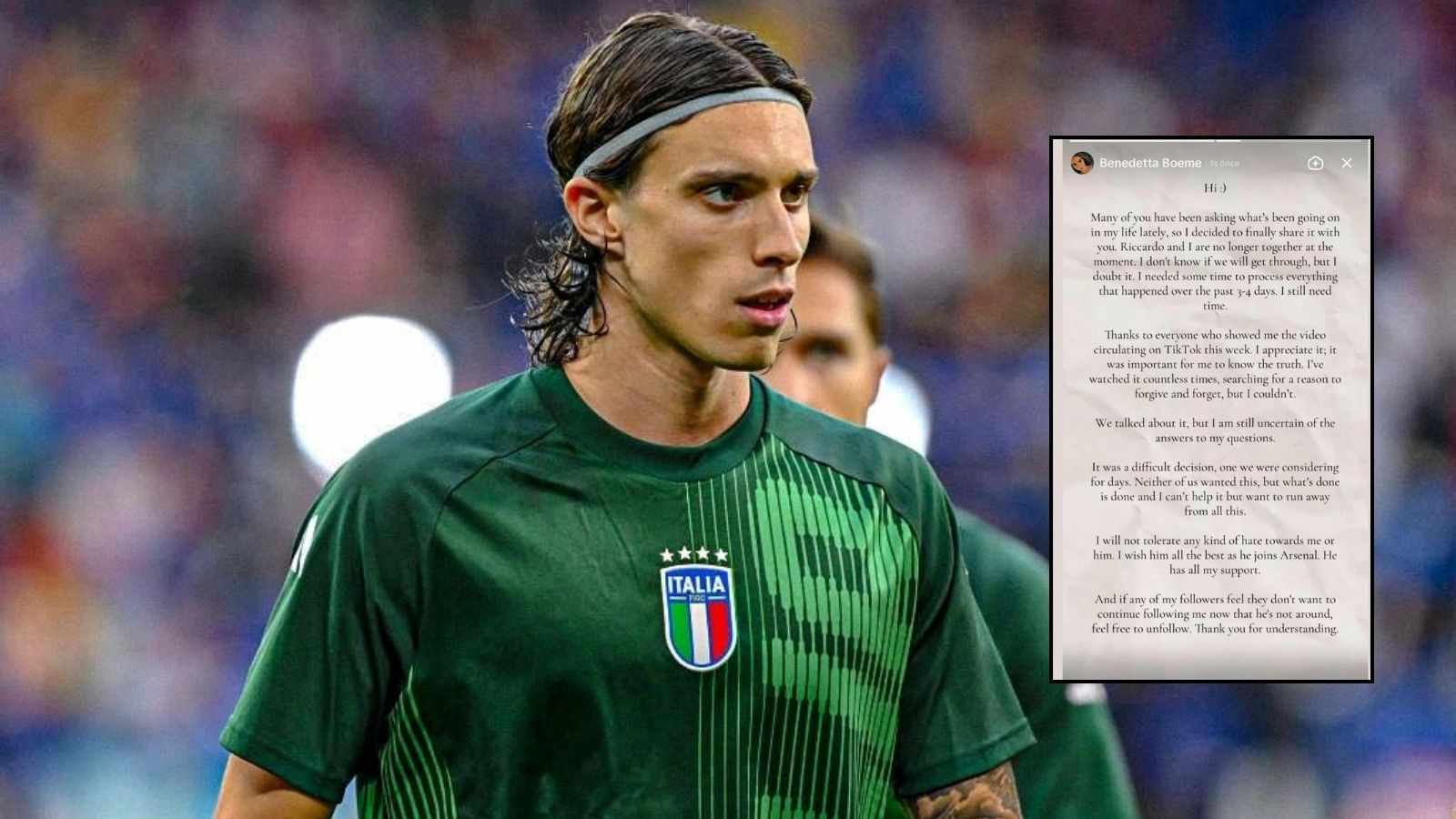 Arsenal target Riccardo Calafiori’s ex-girlfriend confirms move in bizarre break-up post