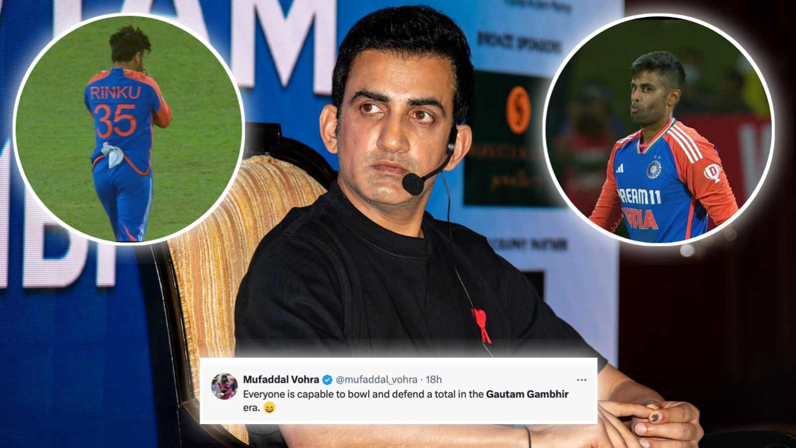 “The Gambhir era”- Fans credit Gautam Gambhir for ‘masterstroke’ of bowling Rinku Singh and Suryakumar Yadav in death overs