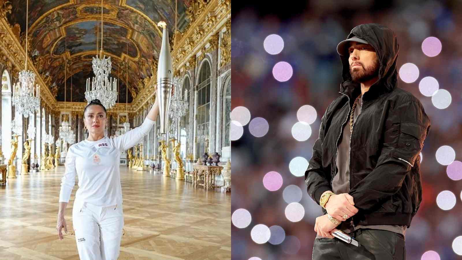 Eminem’s ‘Lose Yourself’ BLASTED in Olympic torch-bearer Salma Hayek’s car moments before historic moment