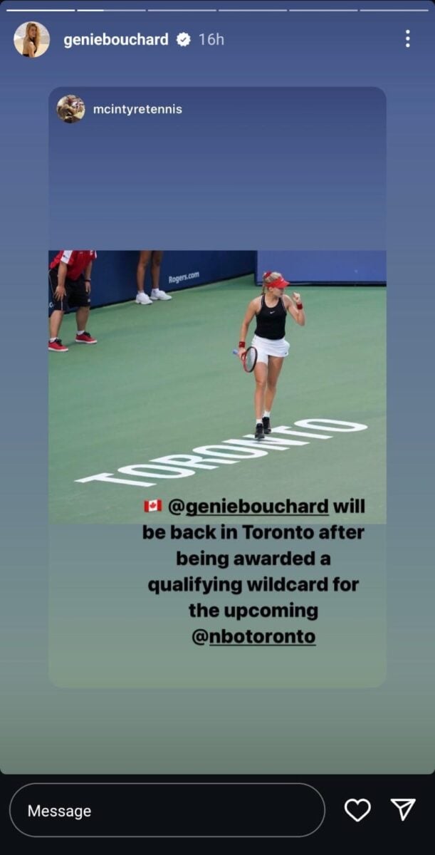 Eugenie Bouchard's Instagram Story