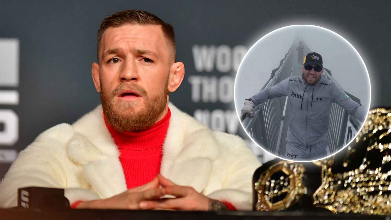 WATCH: Conor McGregor hilariously crosses hanging bridge between Switzerland mountains