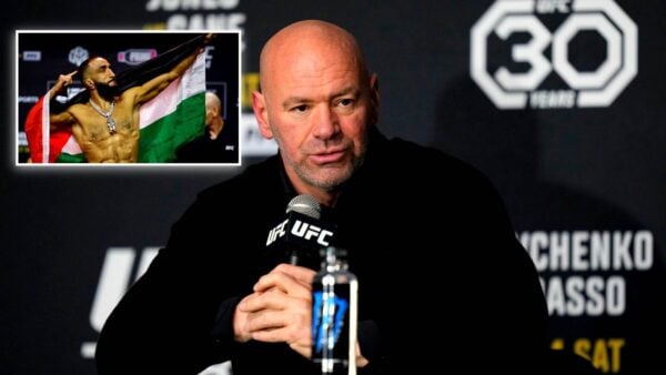 Dana White responds to media member's alleged claims on Belal Muhammad's Palestine flag