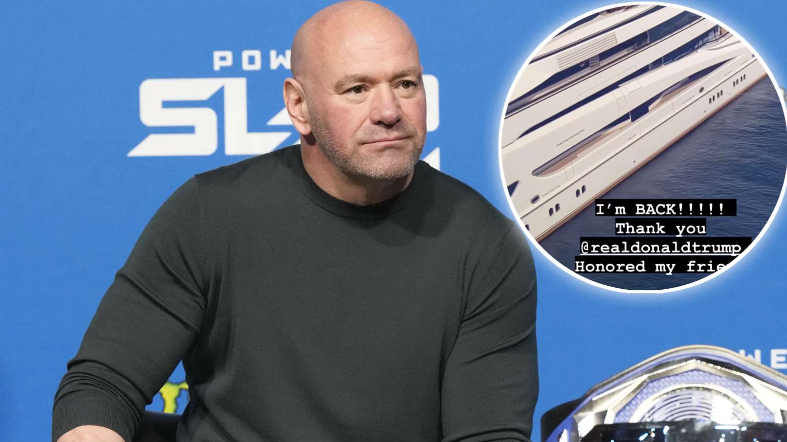 Helicopter drops off Dana White to 377-foot luxury yacht after stopping vacation for Donald Trump