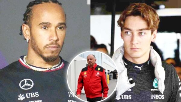 Lewis Hamilton, George Russell and Fred Vasseur (Via IMAGO)