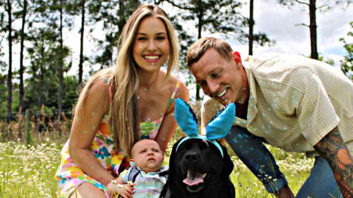 Meghan and Caeleb Dressel with their son