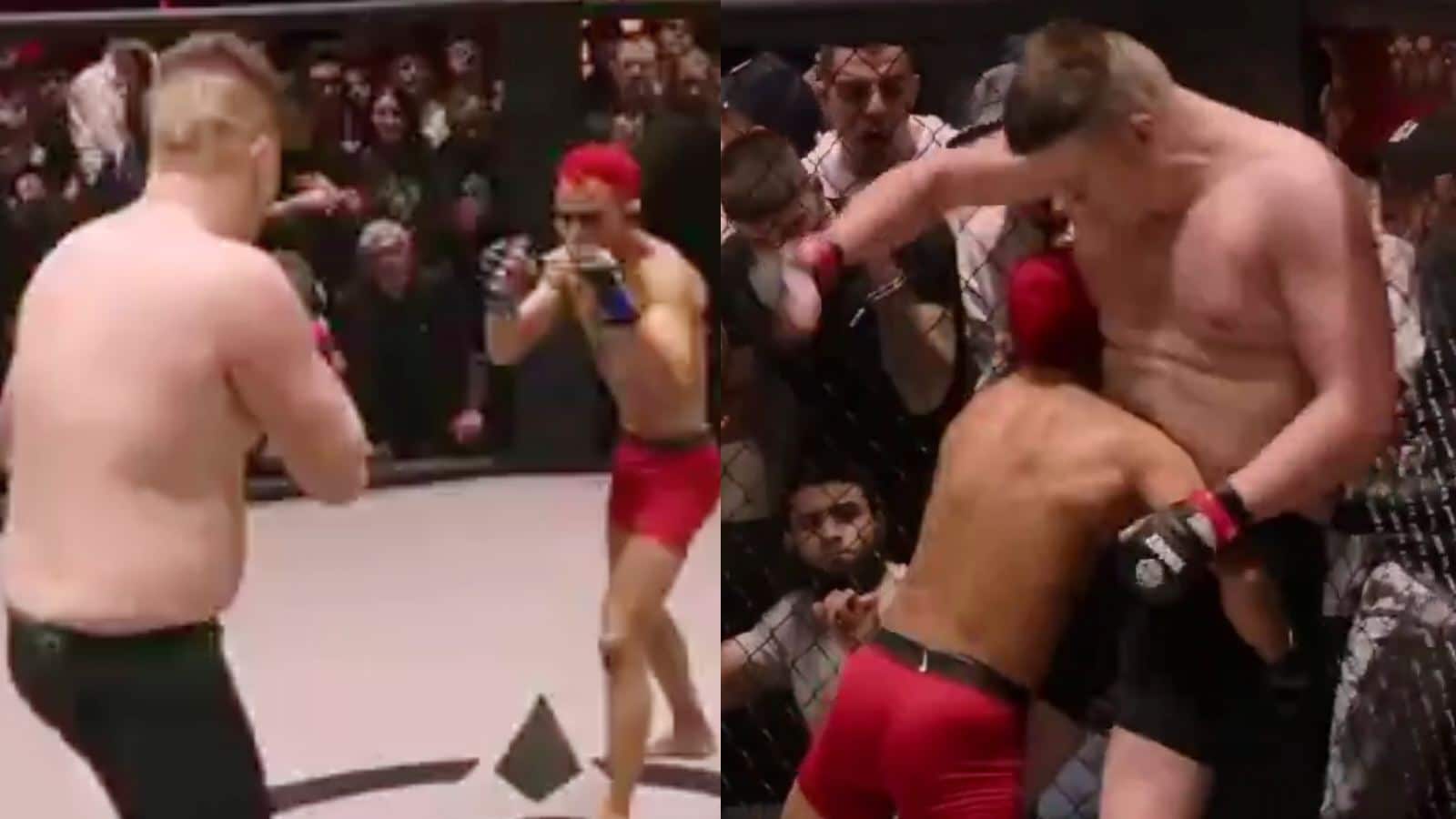 “Size doesn’t matter” – MMA world EXPLODES as 6-foot-6 heavyweight taps out to 5-foot-5 fighter