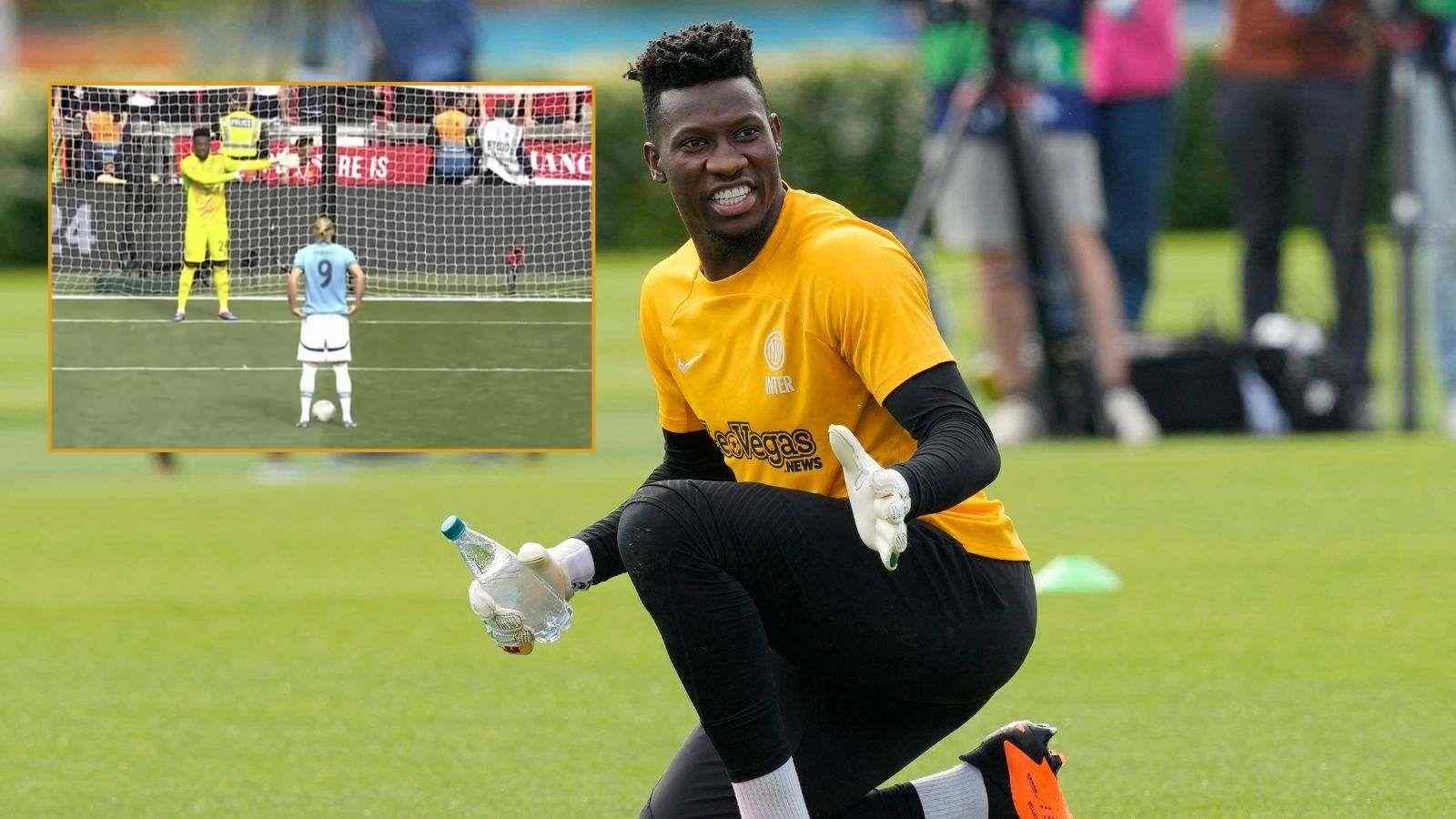 “Peak entertainment is back”- Andre Onana’s hilarious penalty tactic against Erling Haaland has fans in splits on social media